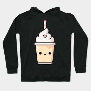 Cute Kawaii Vanilla Milkshake Illustration with a Heart | Kawaii Food Lovers Hoodie